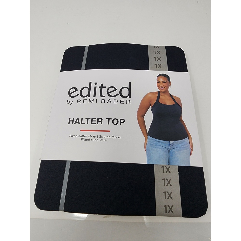Edited by Remi Bader Womens Halter Top Black Nylon Blend Casual Size 1X‎